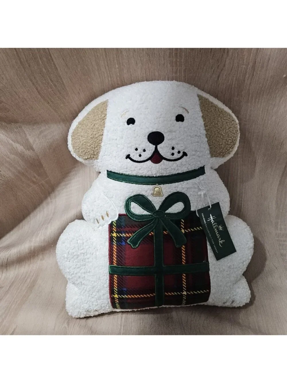 Hallmark Dog Decorative Pillow Christmas Plaid Gift 16x12 Holiday Multicolor NWT